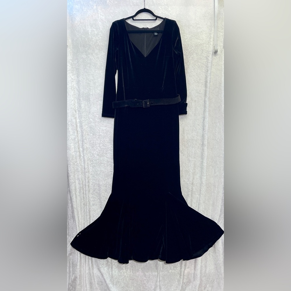 Black Velvet Morticia wiggle maxi dress